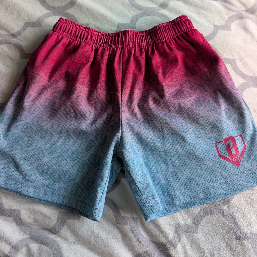 Basebball Lifestyle Pink and Blue Ombre Shorts Boys Large